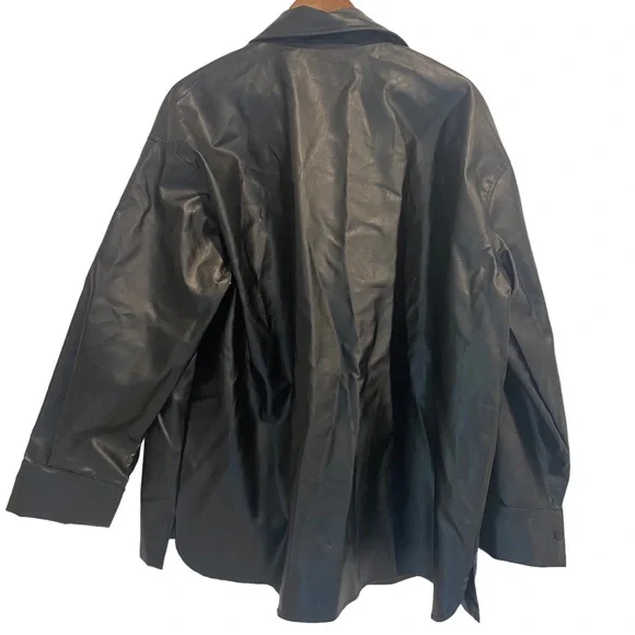 Leather jacket Plus Size Faux Leather Black 2XL Cider NWT - Picture 3 of 4